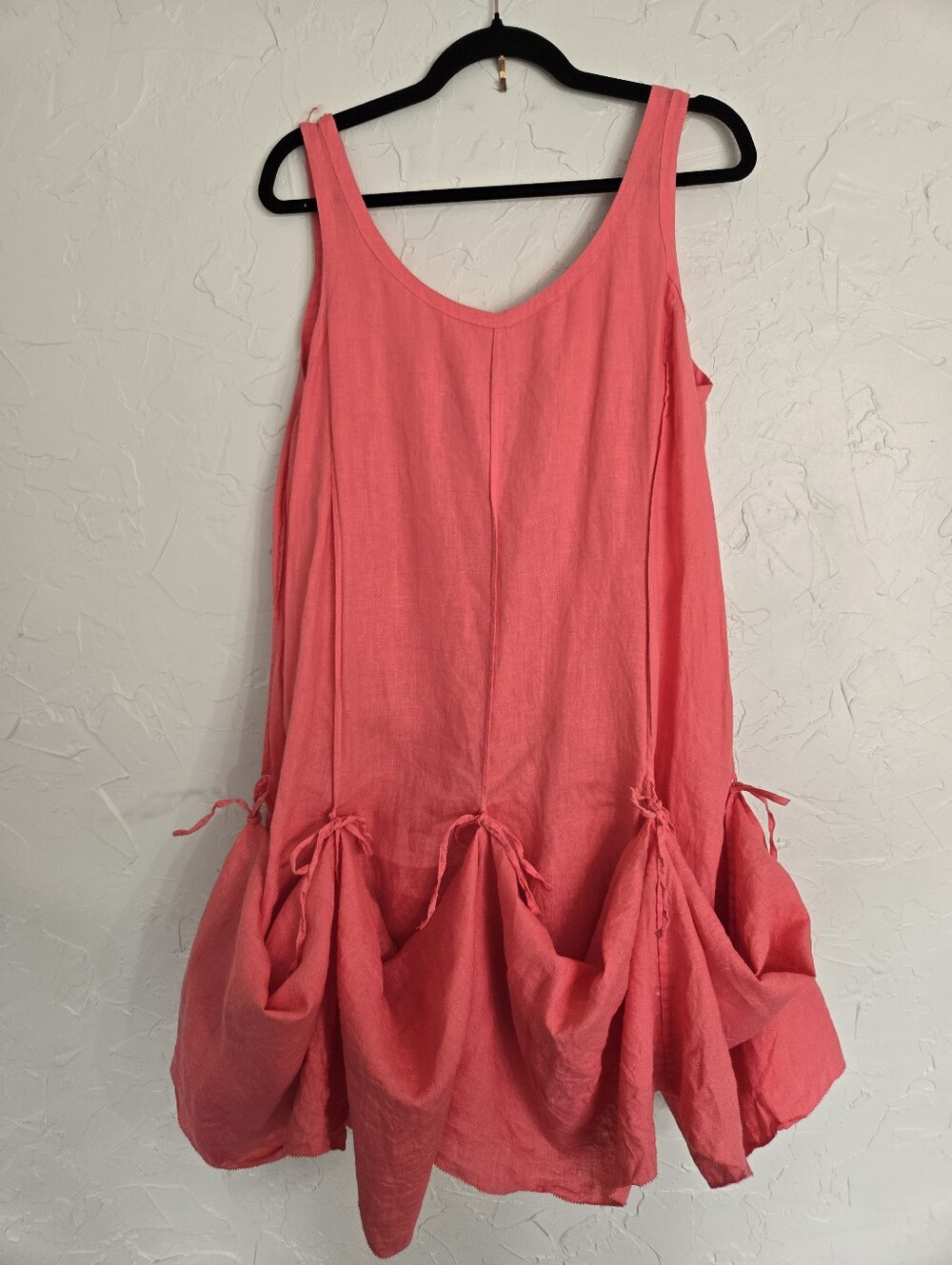 Eileen Fisher Irish Linen Coral Cinchable Dress, L - Picture 7 of 13